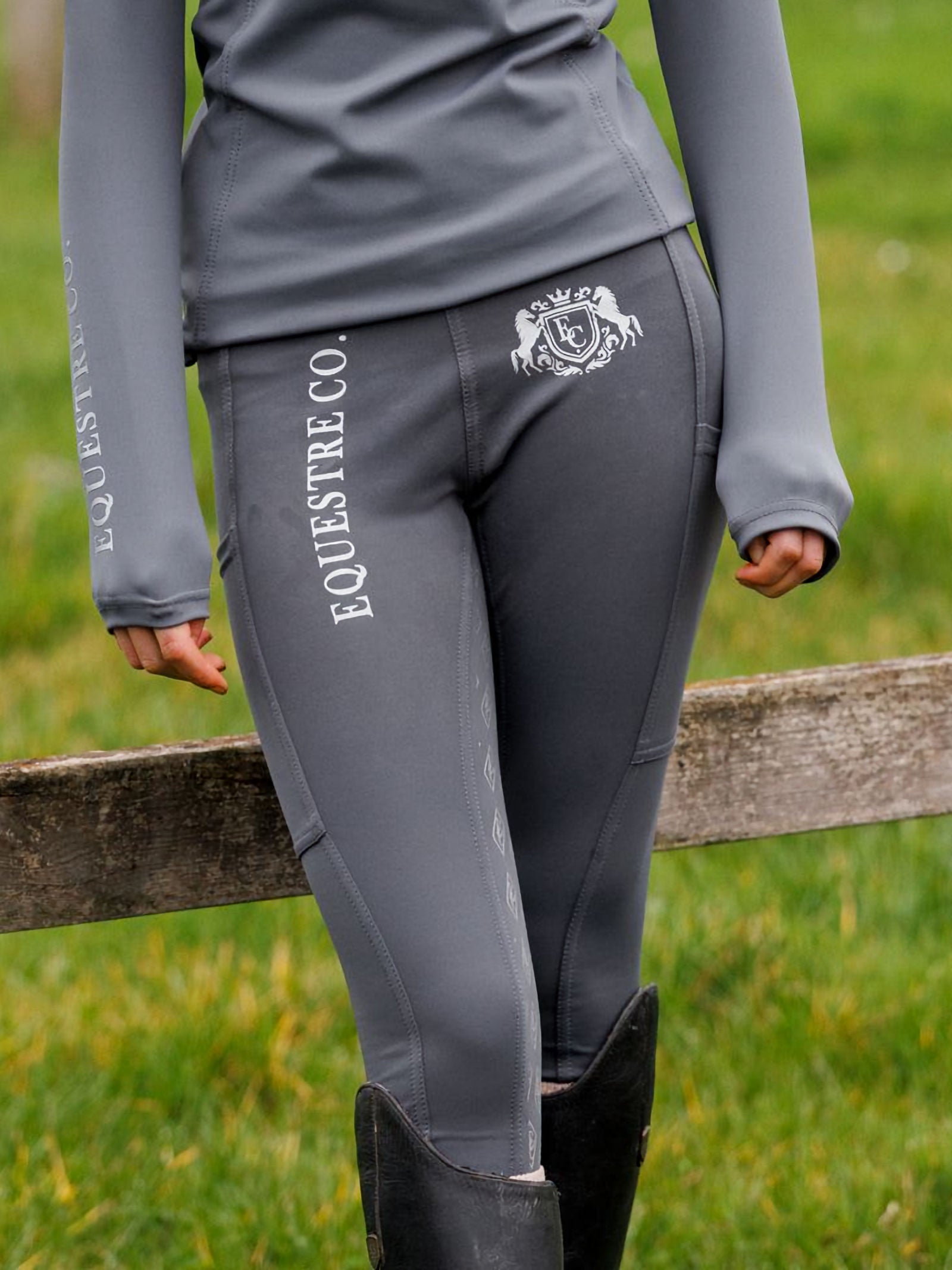 Adults Nouveau Full Seat Riding Tights - Grey